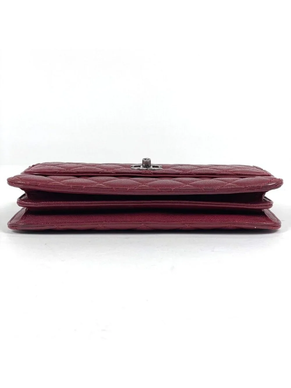 Chanel Shoulder Bag CC Logo Quilted Chain Caviar Leather Bordeaux